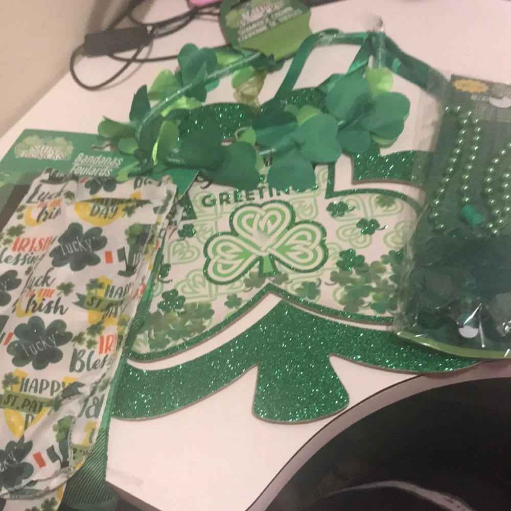 Assorted St. Patrick's Day Green Shamrock Party Decor Bundle